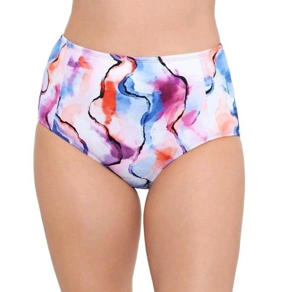 Eco Beach High Waisted Swim Bottoms Women Size XL UPF 50+ Watercolor Print
